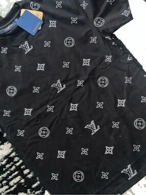 Louis Vuitton Black Tee with White Monogram Stitching